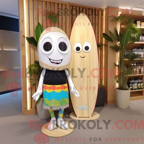 Personnage De Costume De Mascotte Redbrokoly De Planche De Surf Olive Habillé Avec Une Jupe Crayon Et Des Foulards