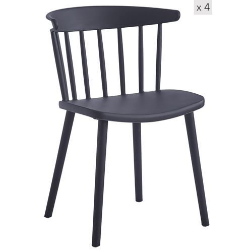 Lot De 4 Chaises Scandinaves En Bois Et Polypropylène Noir
