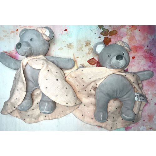 Doudou Souris Cyrillus Gris Rose Lot De Deux Doudous Jouets Peluches Bebe