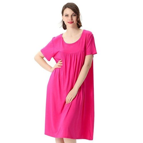 Robe Pyjama À Manches Courtes Pour Femmes,Vêtements De Nuit Amples,Jupe Longue,Grande Taille,Modal,Grande Taille,6xl,7xl,600