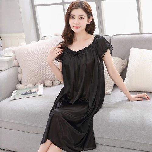 Chemise De Nuit Sexy En Satin Pour Femmes,Vêtements De Nuit Injsoft,Grande Taille,Dentelle S-Xl,Robe De Nuit,Lingerie Sexy,Robe Mini Zones,Robe De Nuit