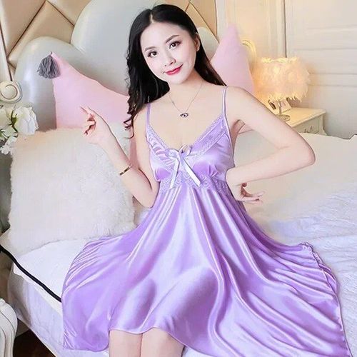 Robe De Nuit En Satin De Soie Et Dentelle Pour Femmes,Vêtements De Nuit Sexy,Bretelles Spaghetti,Lingerie,Été,2022