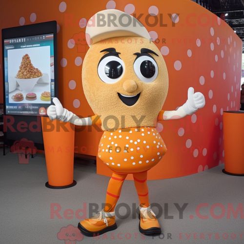 Mascotte Redbrokoly De Personnage Pop Corn Orange Habillé Avec Un Legging Et Des Bracelets