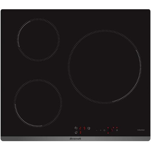 Brandt BPI6315B - Table de cuisson à induction - 3 plaques de cuisson - Niche - largeur : 56 cm - profondeur : 49 cm - noir