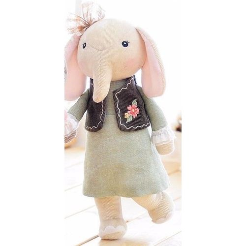 Doudou Peluche Elephant Metoo Beige Rose Robe Vert Kaki Gilet Fleur Brodee Jouet Poupee Bebe Petite Fille Doll Dreaming Girl Plush Cuddlecomforter Animal Wear Dress