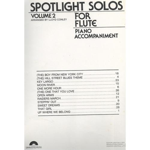 Spotlight Solos For Flute - Vol.2 - Lloyd Conley - Piano Accompaniment - 1982