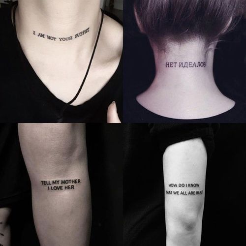 Autocollant De Tatouage Temporaire, 56 Feuilles, Lettres Noires Du Diable, Ne Dort Pas, Anglais, Faux Tatouage Pour Le Cou, Pour Femmes Et Hommes 