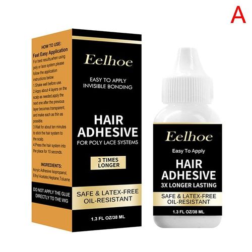 Colle Adhésive Invisible Transparente Pour Perruque, 38ml, Imperméable, Pour Toupet Lace Frontal Ou Dissolvant De Colle 30ml