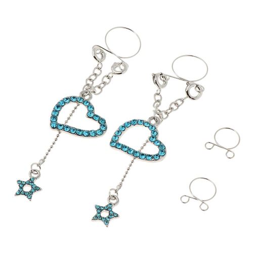Clip Long En Cristal, 2 Pièces, Faux Tétons, Bijoux Avec Anneaux Réglables