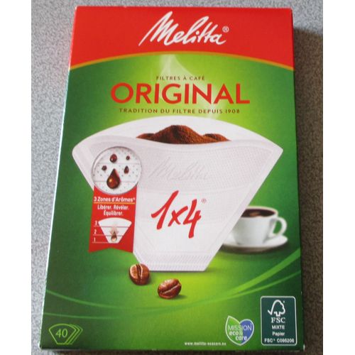 Filtres à café original Melitta 1x4 - boite de 40 unités couleur blanche