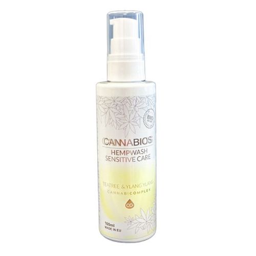 Gel Douche À Base De Chanvre Tout En 1 - Corps - Visage - Parties Intimes - Arbre À Thé Et Ylang Ylang - Cannabios - Flacon Pompe 100ml 
