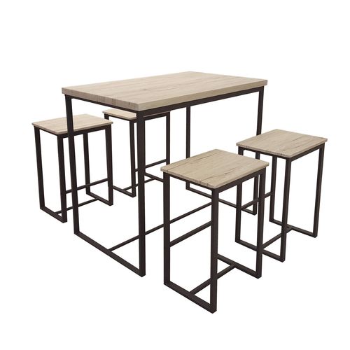 Table Haute Avec 4 Tabourets Industrielle Dock - Noir