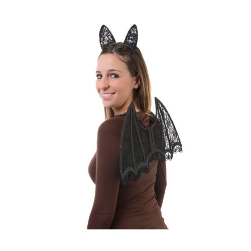 Set Ailes Et Oreilles De Chauve-Souris Dentelle Noire