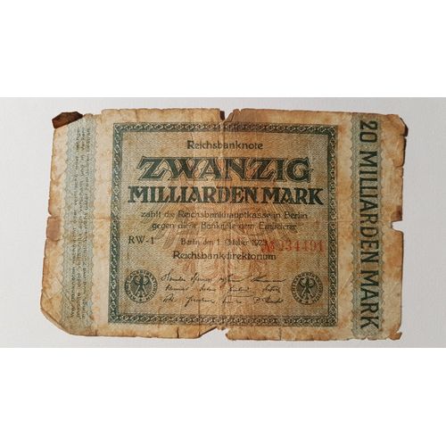 Billet Zwanzig Milliarden Mark 1923
