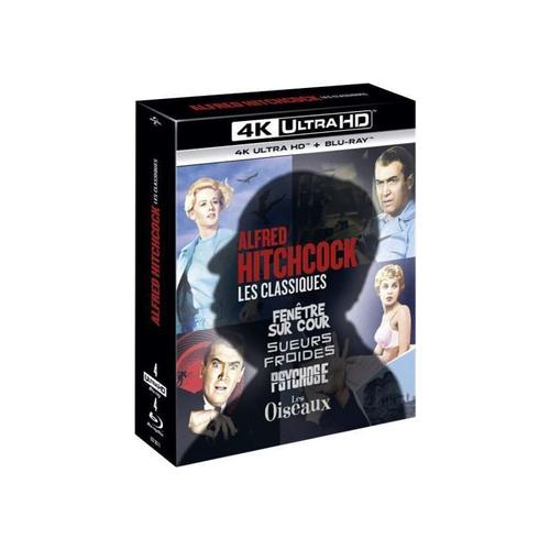 Alfred Hitchcock, Les Classiques : Fenêtre Sur Cour + Sueurs Froides + Psychose + Les Oiseaux - 4k Ultra Hd + Blu-Ray