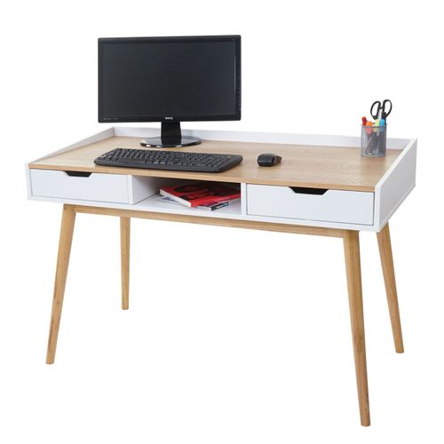 Bureau Hwc-A70, Table D'ordinateur, 120x55cm Mdf Aspect Frêne