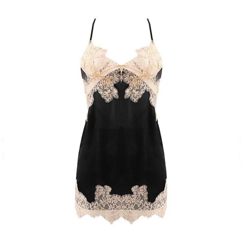 Meet'r-Chemise De Nuit En Satin Pour Femme,Pyjama Sexy En Dentelle,Dos Aux,Bifurqué,Col En V,String,Sling Night,Homewear