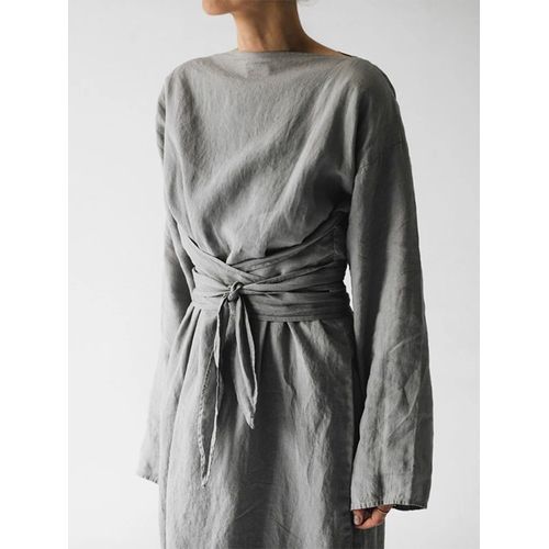 Nhkds.Co.Jp-Robe De Nuit En Coton Et Lin Pour Femme,Kimono À Manches Sulf,Maxi,Avec Ceinture,Longue Tenue Décontractée,Pour La Maison