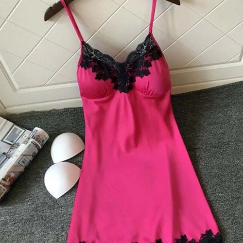 Robe De Nuit Sexy En Dentelle Pour Femmes,Mini Robe De Nuit Patchwork,Bretelles Spaghetti,Lingerie D'été,Coussretours De Poitrine,Vêtements De Nuit Pour Dames