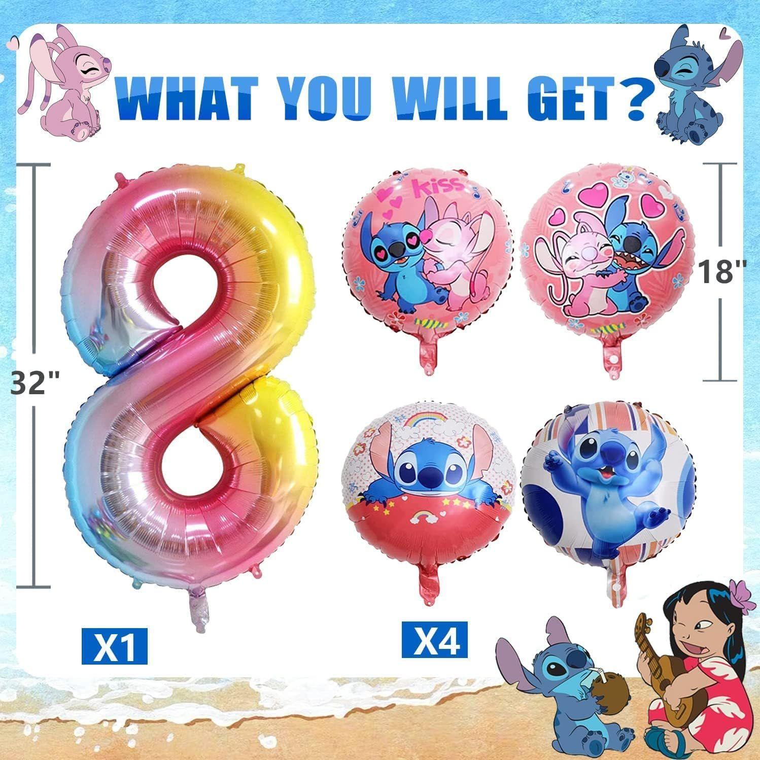 8 Ans Ballons Anniversaire 8 Ans, 7 Pices Stitch Dcoration... - 3