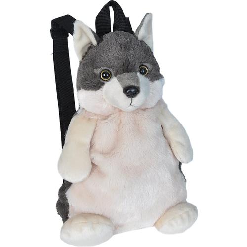 Peluche Loup En Forme Du Sac À Dos De 36 Cm Noir Blanc