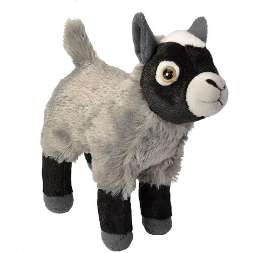 Peluche Chèvre De 20 Cm Gris Noir Blanc