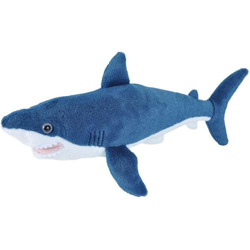 Peluche Requin Mako De 20 Cm Bleu Blanc