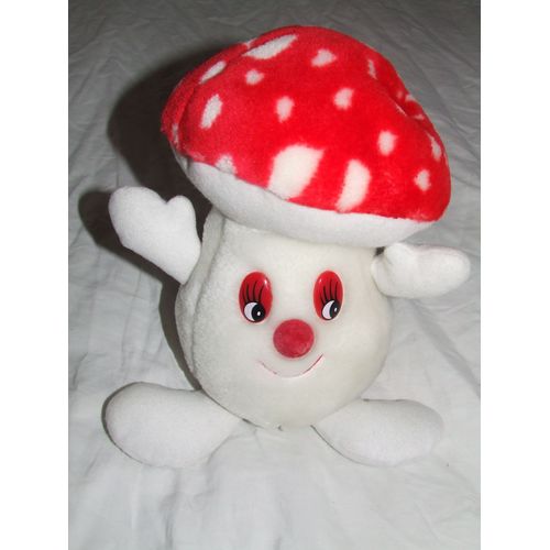 Champignon Blanc Rouge Pois Peluche Doudou