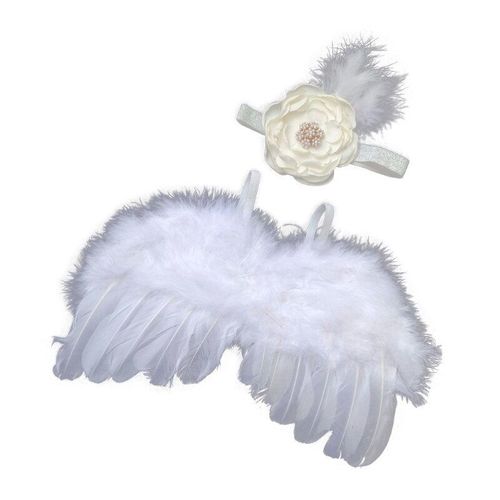 Accessoires De Photographie Pour Nouveau Nés, Costume De Prise De Vue Pour Nourrissons, Bandeau Tendance Pour Bébés Enfants, Ensemble Ailes D'ange En Plumes