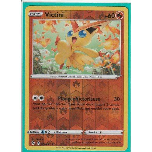Carte Pokemon - Victini - 020/203 - Holo-Reverse - Épée Et Bouclier 7 - Evolution Céleste - Eb7 - Vf