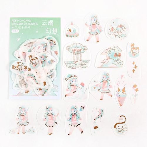 Autocollants Fille Féerique Floral, Étiquette Décorative, Mignon Kawaii, Baleine Animale, Papeterie Pour Journal Intime, Diy Bricolage, Pour Enfant, 45 Pièces