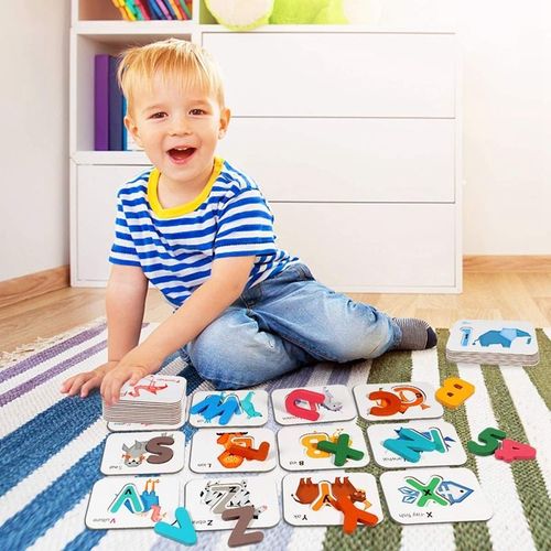 Jeu De Cartes En Bois Avec Lettres Et Chiffres, Puzzle Pour Tout-Petits, Animaux, Jouets Éducatifs, Cadeau Pour Enfants