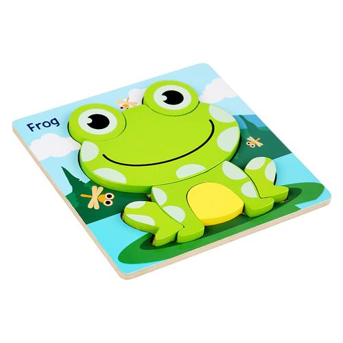 Puzzle 3d En Bois Montessori Pour Enfants, Jouet Éducatif Précoce, Planche De Puzzle En Forme D'animal, Grenouille Et Éléphant, Couleur Vive