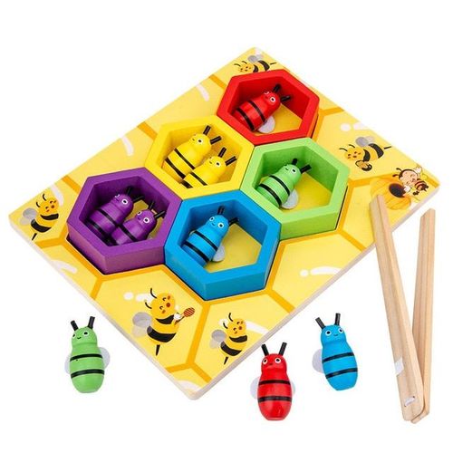 Jeu Montessori Petite Abeille Jouet En Bois Penchée Jouets Éducatifs Enfants Montessori Ruche Jeu Enfance Couleur Cognitive Clip Petite Abeille Jouet Cadeaux Pince Montessori Jeux Montessori