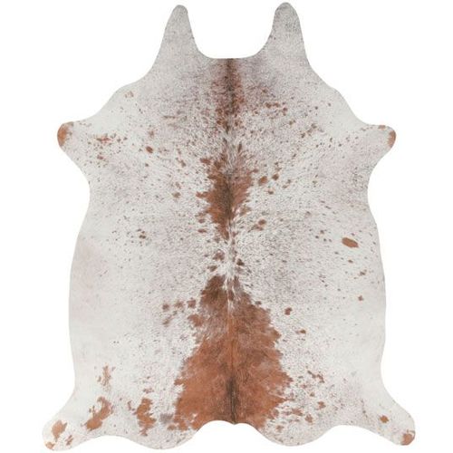 Tapis Peau De Bête Imprimé Hd - Imitation Vache Tachetée Claire - Marron Et Blanc Decoweb.Com - 155 X 190 Cm