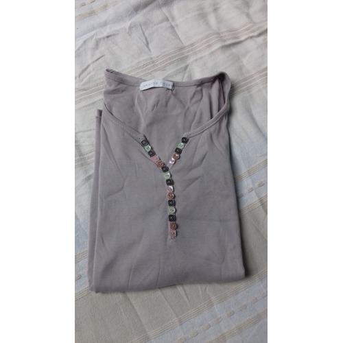 Tee Shirt Taupe "Les Petits Boutons" Armand Thiery Taille 42