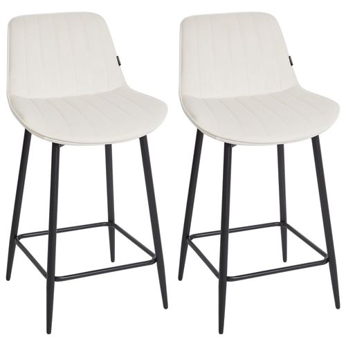 Lot De 2 Chaises De Bar Dubrovnik Velours Beige Clair