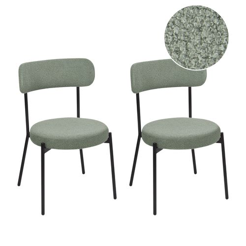 Chaise De Salle À Manger Set De 2 Bouclé Vert Clair Allison