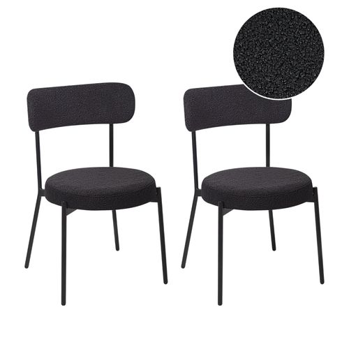 Chaise De Salle À Manger Set De 2 Bouclé Noir Allison