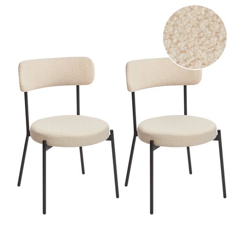 Chaise De Salle À Manger Set De 2 Bouclé Beige Clair Allison