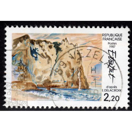 Timbre Étretat D'après E.Delacroix,République Française,Postes,1987,2,20