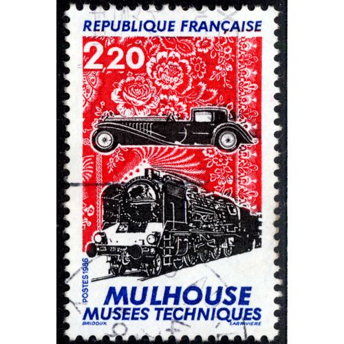 Timbre Mulhouse Musées Techniques,République Française,2,20,Postes,1986