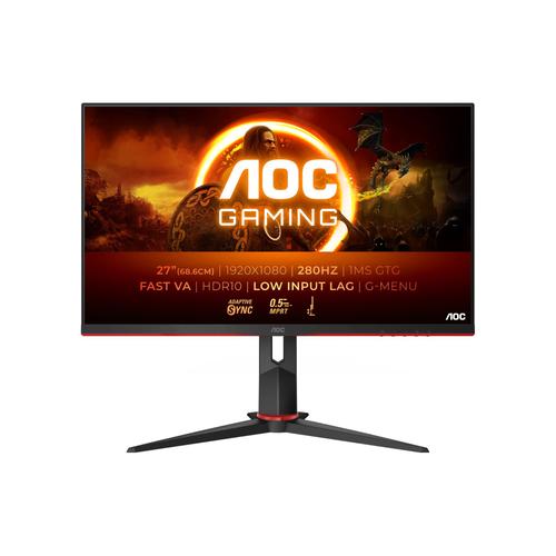 AOC Gaming 27G2ZN3/BK - Écran LED - jeux - 27" - 1920 x 1080 Full HD (1080p) @ 280 Hz - VA - 300 cd/m² - 4000:1 - HDR10 - 0.5 ms - 2xHDMI, DisplayPort - noir, rouge