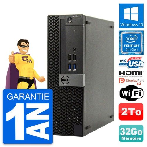 PC Dell OptiPlex 5040 SFF Intel G4400 RAM 32Go Disque 2To HDMI Windows 10 Wifi