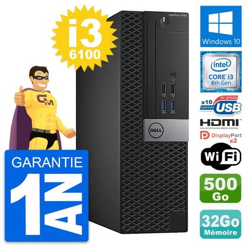 PC Dell 5040 SFF Intel Core i3-6100 RAM 32Go Disque 500Go HDMI Windows 10 Wifi