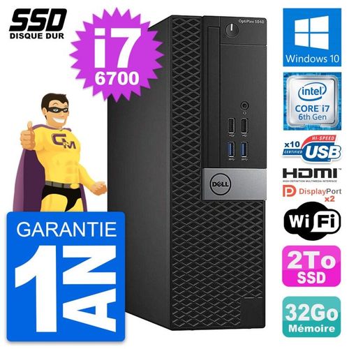 PC Dell OptiPlex 5040 SFF Intel i7-6700 RAM 32Go SSD 2To HDMI Windows 10 Wifi