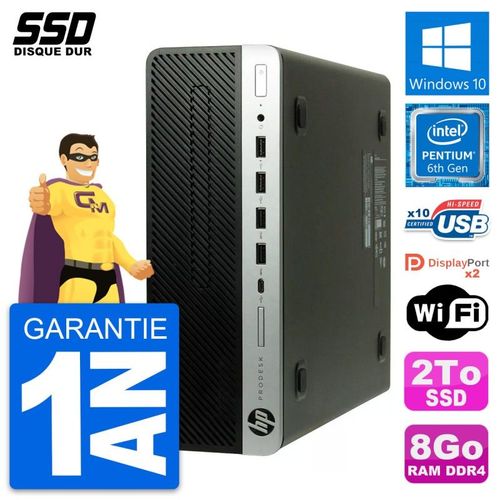 PC HP ProDesk 600 G3 SFF Intel Pentium G4400 RAM 8Go SSD 2To Windows 10 Wifi