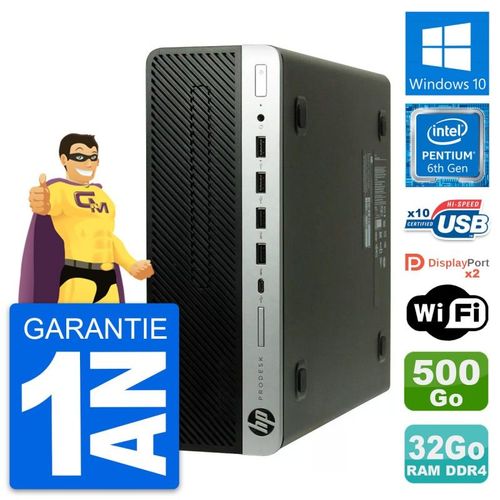 PC HP ProDesk 600 G3 SFF Intel G4400 RAM 32Go Disque Dur 500Go Windows 10 Wifi