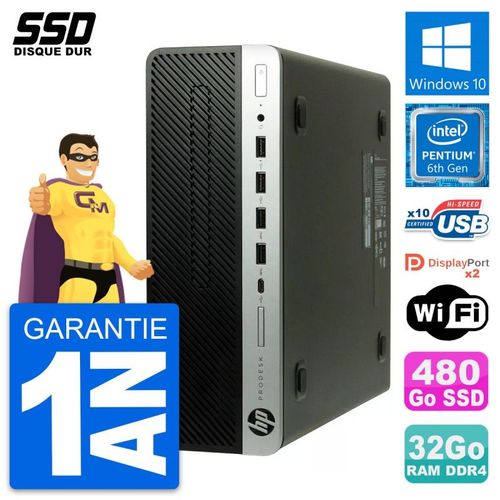 PC HP ProDesk 600 G3 SFF Intel Pentium G4400 RAM 32Go SSD 480Go Windows 10 Wifi