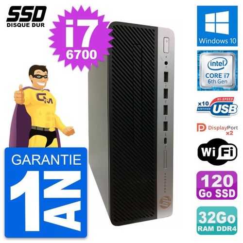 PC HP ProDesk 600 G3 SFF Intel Core i7-6700 RAM 32Go SSD 120Go Windows 10 Wifi